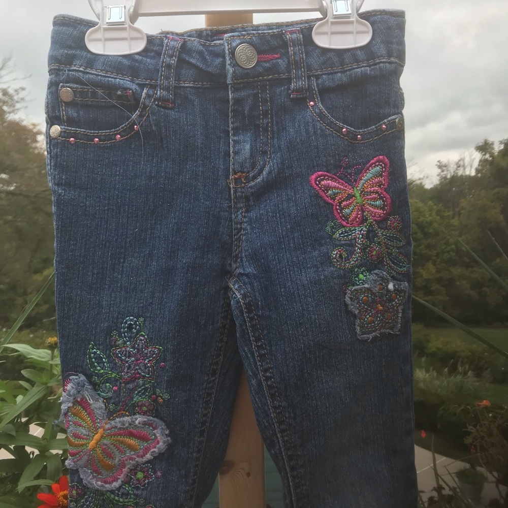Circo - Girls denim jeans with butterflies, Size 4 - Picture 3 of 5
